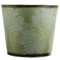 Floristik24 Planter, metal pot with maple leaves, autumn decoration green Ø25.5cm H22cm