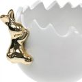 Floristik24 Easter bowl decorative bowl ceramic egg white golden rabbit 2pcs