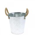 Floristik24 Metal pot for planting, flower pot with handles, planter with flower pattern Ø18cm