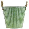 Floristik24 Decorative pot, metal bucket for planting, planter with handles, pink/green/yellow shabby chic Ø14.5cm H13cm set of 3