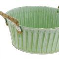 Floristik24 Metal plant bowl, flower bowl, plant pot with handles pink/green/yellow shabby chic Ø22cm H9.5cm set of 3