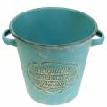 Floristik24 Plant pot bucket metal turquoise Ø19.5cm H17.5cm