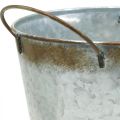 Floristik24 Planter made of metal, flower bowl, plant pot with handles silver, patina Ø18cm H20cm