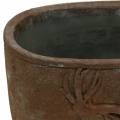 Floristik24 Plant pot rust patina with deer head 24cm x 14cm H13cm