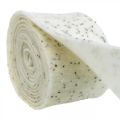 Floristik24 Felt ribbon with lavender flowers, deco ribbon, pot ribbon, wool felt cream white 15cm 5m