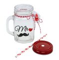 Floristik24 Drinking glass with lid "Mr" and "Mrs." 13,5cm 2pcs