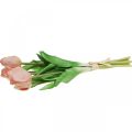 Floristik24 Artificial Tulips Real-Touch Peach Pink 38cm Bunch of 7pcs