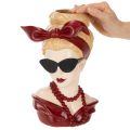 Woman Head Vase with Sunglasses and Pearl Necklace, 30cm, Polyresin | Floristik24.co.uk