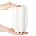 White Ribbed Ceramic Vase 24cm for Dried Flowers | Floristik24.co.uk