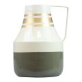 Floristik24 Vase metal handle decorative jug grey/cream/gold Ø17cm H23cm