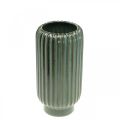 Floristik24 Ceramic vase, table decorations, fluted decorative vase green, brown Ø10.5cm H21.5cm