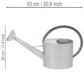 Vintage metal watering can, silver-grey, stylish garden decoration, flower vase, L53cm H29cm | Floristik24.co.uk