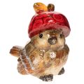 Floristik24 Ceramic Bird Figurine with Red Apple Hat for Autumn Decoration, 13cm