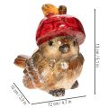 Ceramic Bird Figurine with Red Apple Hat for Autumn Decoration, 13cm | Floristik24.co.uk