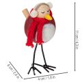 Set of 4 Winter Bird Figures with Scarf, 11cm, Red, White, and Black, Wooden and Metal Construction | Floristik24.co.uk
