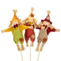 Floristik24 Decorative Scarecrow on Stick – 60cm, Fabric and Straw, Multicolour, Indoor Autumn Decoration