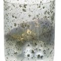 Candle glass two-tone glass vase lantern clear, silver H14cm Ø10cm