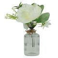 Floristik24 Table decoration peony white in glass vase artificial 20cm