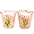 Wax candle in glass cactus Ø6,5cm 2pcs