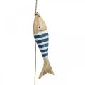 Floristik24 Maritime deco hanger wooden fish for hanging dark blue L123cm