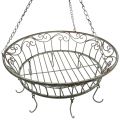 Floristik24 Metal basket decorated to hanging 63cm gray-brown