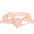Floristik24 Christmas ribbon light pink with gold edge 25mm 20m