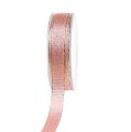 Floristik24 Christmas ribbon pink gold 15mm 20m