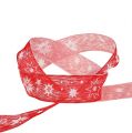 Floristik24 Christmas ribbon red with star pattern 25mm 20m