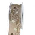 Floristik24 Christmas ribbon light brown with pattern 40mm 20m