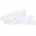 Floristik24 Christmas Organza White with Star 10mm 20m