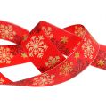 Floristik24 Christmas ribbon red with snowflakes 25mm 20m