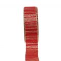 Floristik24 Christmas ribbon red with gold stripes pattern 35mm 25m