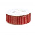 Floristik24 Christmas ribbon red with gold stripes pattern 35mm 25m