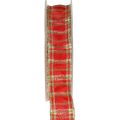 Floristik24 Decorative ribbon Scottish gift ribbon red green gold 25mm 20m