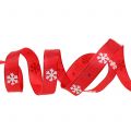 Floristik24 Christmas ribbon with snowflake red 15mm 20m