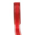 Floristik24 Christmas ribbon with transparent lurex stripes red 25mm 25m