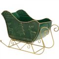 Floristik24 Christmas decoration deco sleigh Christmas sleigh green/gold 30×12.5×20cm