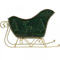 Floristik24 Christmas decoration deco sleigh Christmas sleigh green/gold 30×12.5×20cm