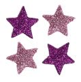 Floristik24 Christmas decoration star 2.5cm mica pink, purple 48pcs