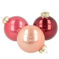 Floristik24 Glass Christmas Baubles Set 24 Pieces 6cm Red and Pink