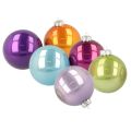 Floristik24 Set of 10 Glossy Glass Baubles in Multicolour, 95mm Diameter