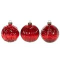 Glass Christmas Baubles Red 8cm Set of 12 | Floristik24.co.uk