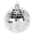 Floristik24 Set of 6 Silver Mirror Ball Christmas Ornaments, 7cm
