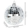 Set of 6 Silver Mirror Ball Christmas Ornaments, 7cm | Floristik24.co.uk