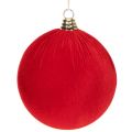 Floristik24 Set of 3 Red Velvet-Style Christmas Baubles 20cm