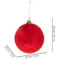 Set of 3 Red Velvet-Style Christmas Baubles 20cm | Floristik24.co.uk