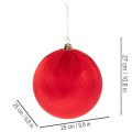 Velvet Red Christmas Bauble Set, 25cm, Hanging Decoration, 2 Pieces | Floristik24.co.uk