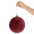 Large Velvet-Look Christmas Baubles Burgundy 20cm Set of 3 | Floristik24.co.uk