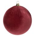 Floristik24 Velvet Red Christmas Baubles Large Hanging Ornament 25cm Set of 2