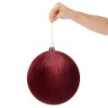 Velvet Red Christmas Baubles Large Hanging Ornament 25cm Set of 2 | Floristik24.co.uk